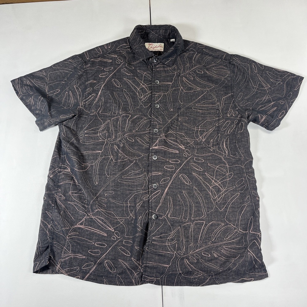 Kahala Aloha Shirt Tropical Hawaiian Button Up Short Sleeve Men's L Rayon